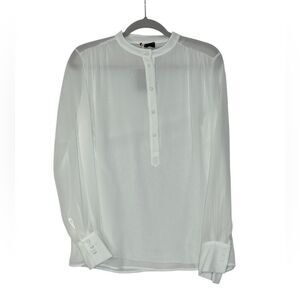 Olla Pareg Cream Sheer Long Sleeve Blouse | Size 8